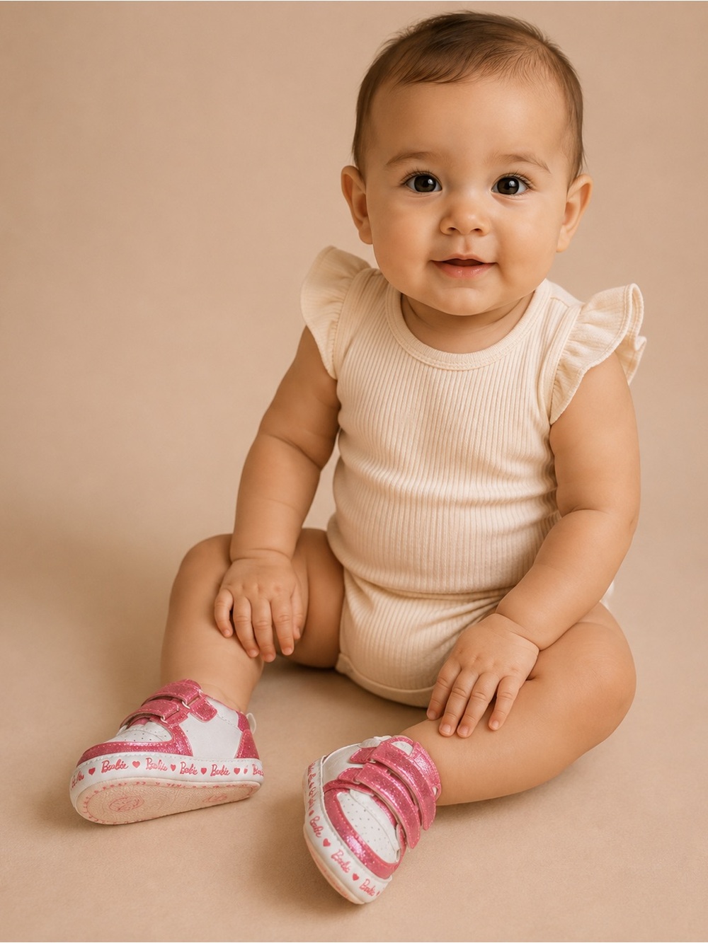 Barbie Pink Glitter Strap Baby Walker Shoes